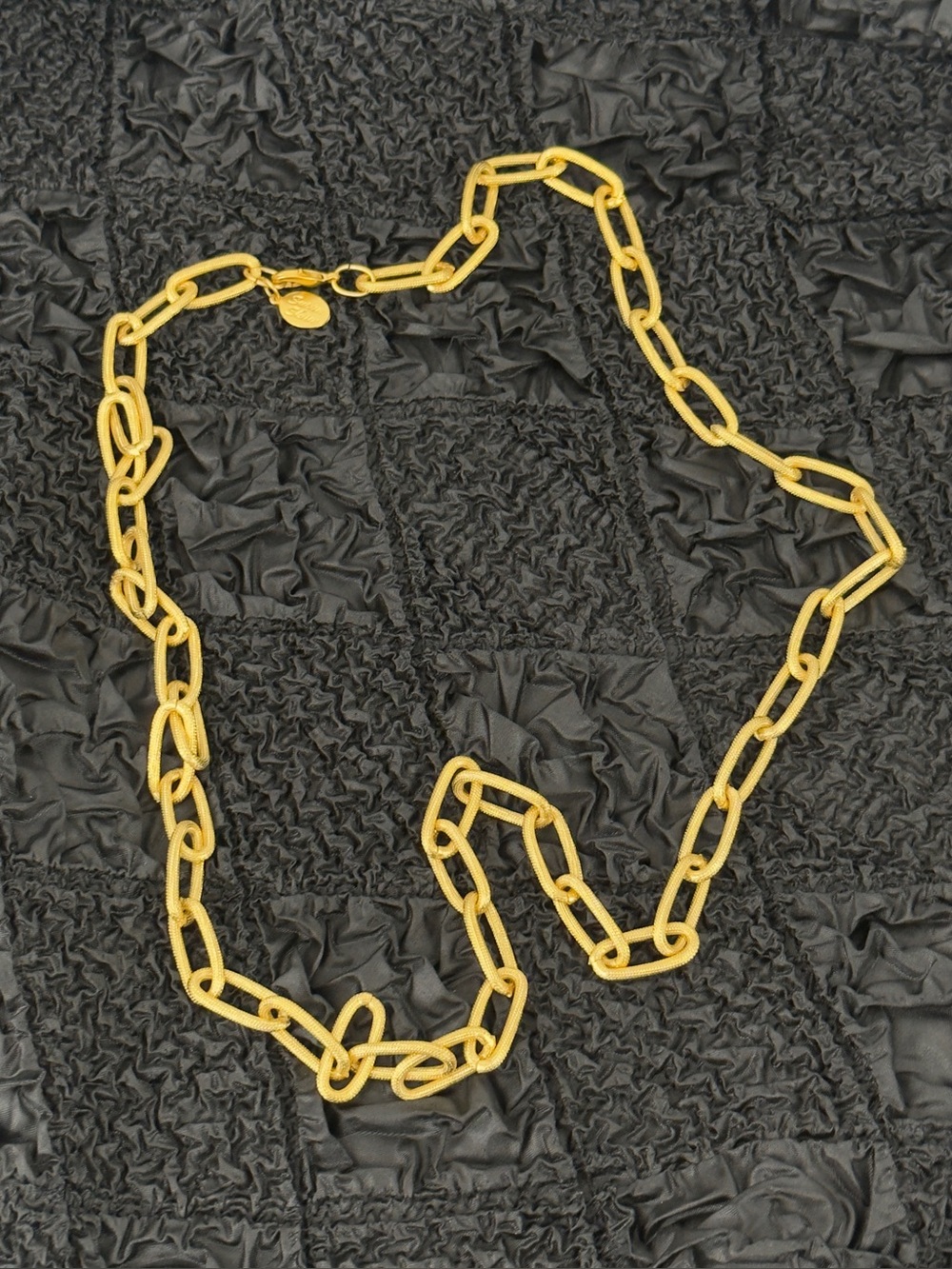 Susan Shaw Brushed Gold Chunky Paperclip Chain Necklace, Stackable 31” Long